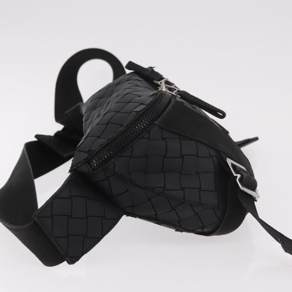 BOTTEGA VENETA INTRECCIATO Body Bag Leather Black Silver Auth bs35683A