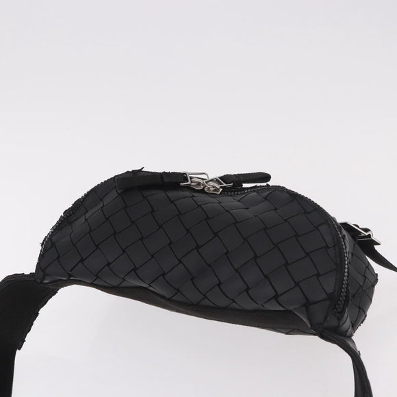 BOTTEGA VENETA INTRECCIATO Body Bag Leather Black Silver Auth bs35683A