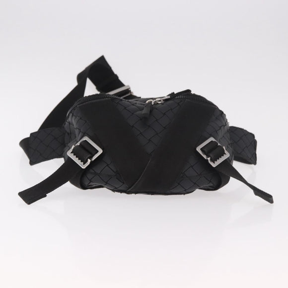 BOTTEGA VENETA INTRECCIATO Body Bag Leather Black Silver Auth bs35683A