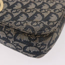 Christian Dior Trotter Canvas Marispearl Chain Bag Navy Gold Auth bs35684A-15