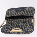 Christian Dior Trotter Canvas Marispearl Chain Bag Navy Gold Auth bs35684A-19