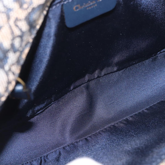 Christian Dior Trotter Canvas Marispearl Chain Bag Navy Gold Auth bs35684A