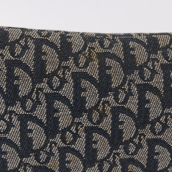 Christian Dior Trotter Canvas Marispearl Chain Bag Navy Gold Auth bs35684A