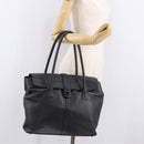 CHANEL Tote Bag Calf Leather Black CC Auth bs35686V-26