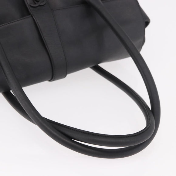 CHANEL Tote Bag Calf Leather Black CC Auth bs35686V