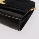 Salvatore Ferragamo Vara Ribbon Chain Bag Patent Leather Black Gold Auth bs35689-15