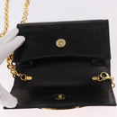 Salvatore Ferragamo Vara Ribbon Chain Bag Patent Leather Black Gold Auth bs35689-19