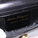 Salvatore Ferragamo Vara Ribbon Chain Bag Patent Leather Black Gold Auth bs35689-12