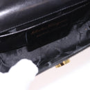 Salvatore Ferragamo Vara Ribbon Chain Bag Patent Leather Black Gold Auth bs35689-10