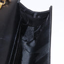 Salvatore Ferragamo Vara Ribbon Chain Bag Patent Leather Black Gold Auth bs35689-20