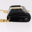 Salvatore Ferragamo Vara Ribbon Chain Bag Patent Leather Black Gold Auth bs35689-5