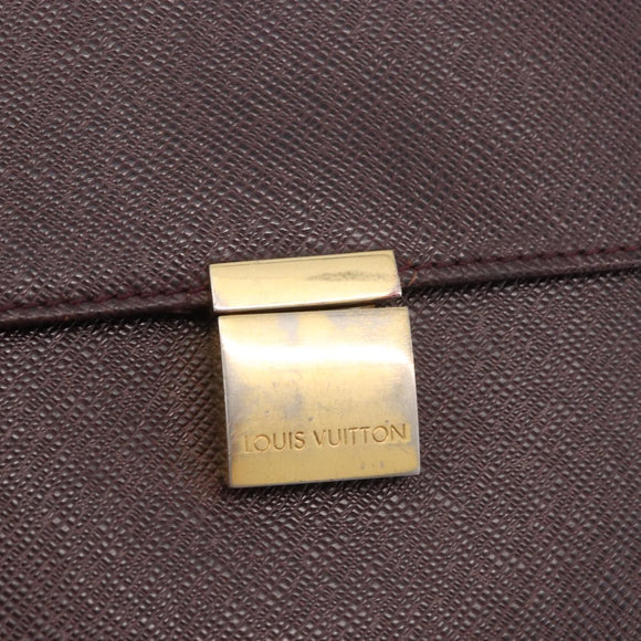 LOUIS VUITTON Taiga Porte Documents Angara Bag Acajou M30776 Auth bs35692
