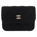CHANEL Matelasse Chain Shoulder Bag Canvas Black Gold CC Auth bs35695SAM-13