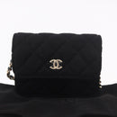 CHANEL Matelasse Chain Shoulder Bag Canvas Black Gold CC Auth bs35695SAM-12