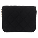 CHANEL Matelasse Chain Shoulder Bag Canvas Black Gold CC Auth bs35695SAM-2