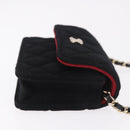CHANEL Matelasse Chain Shoulder Bag Canvas Black Gold CC Auth bs35695SAM-3