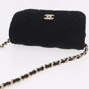 CHANEL Matelasse Chain Shoulder Bag Canvas Black Gold CC Auth bs35695SAM-6