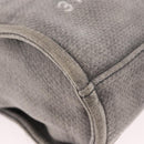 CHANEL Deauville Line Chain Tote Bag Canvas Gray Silver CC Auth bs35696-12