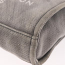 CHANEL Deauville Line Chain Tote Bag Canvas Gray Silver CC Auth bs35696-13