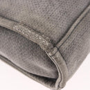CHANEL Deauville Line Chain Tote Bag Canvas Gray Silver CC Auth bs35696-14