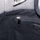 CHANEL Deauville Line Chain Tote Bag Canvas Gray Silver CC Auth bs35696-21