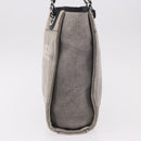 CHANEL Deauville Line Chain Tote Bag Canvas Gray Silver CC Auth bs35696-5