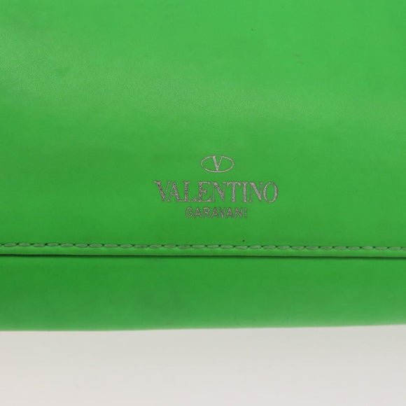 VALENTINO Shoulder Bag Leather Green Silver Auth bs35697