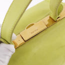Miu Miu Hand Pouch Leather Green Gold Auth bs35699A-17