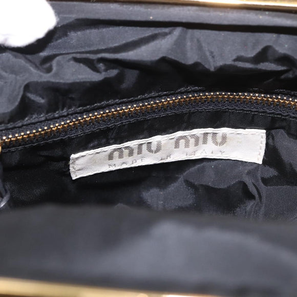Miu Miu Hand Pouch Leather Green Gold Auth bs35699A
