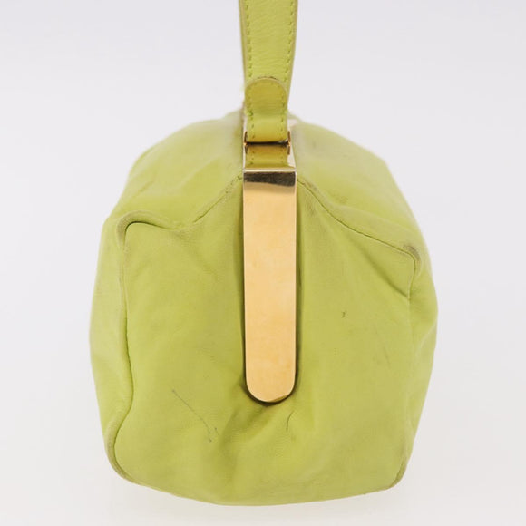 Miu Miu Hand Pouch Leather Green Gold Auth bs35699A