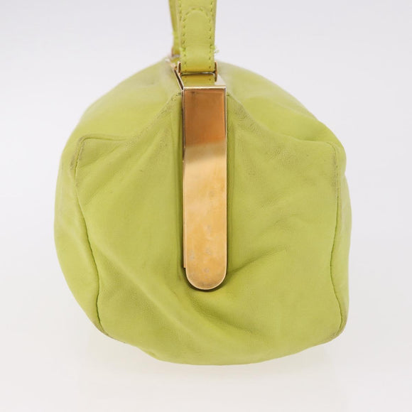 Miu Miu Hand Pouch Leather Green Gold Auth bs35699A