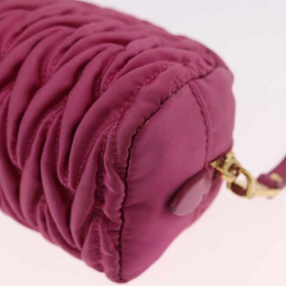 Miu Miu Matelasse Pouch Nylon Pink Gold Auth bs35700