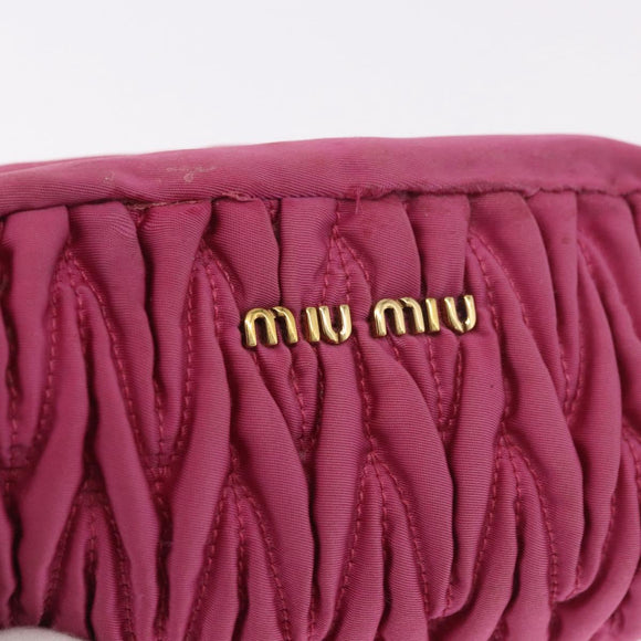 Miu Miu Matelasse Pouch Nylon Pink Gold Auth bs35700