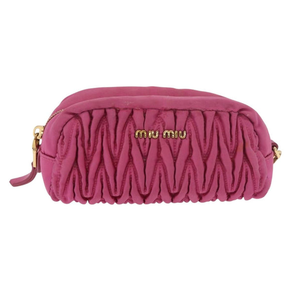 Miu Miu Matelasse Pouch Nylon Pink Gold Auth bs35700