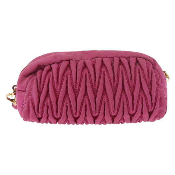 Miu Miu Matelasse Pouch Nylon Pink Gold Auth bs35700