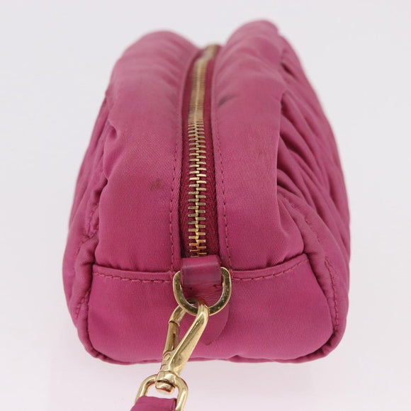Miu Miu Matelasse Pouch Nylon Pink Gold Auth bs35700