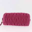 Miu Miu Matelasse Pouch Nylon Pink Gold Auth bs35700-5