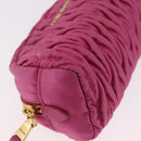 Miu Miu Matelasse Pouch Nylon Pink Gold Auth bs35700-8
