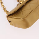 CHANEL Matelasse Chain Pouch Lamb Skin Gold CC Auth bs35703V-15