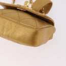 CHANEL Matelasse Chain Pouch Lamb Skin Gold CC Auth bs35703V-16
