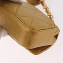 CHANEL Matelasse Chain Pouch Lamb Skin Gold CC Auth bs35703V-9