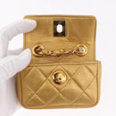 CHANEL Matelasse Chain Pouch Lamb Skin Gold CC Auth bs35703V-10
