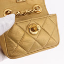 CHANEL Matelasse Chain Pouch Lamb Skin Gold CC Auth bs35703V-20