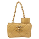 CHANEL Matelasse Chain Pouch Lamb Skin Gold CC Auth bs35703V-13
