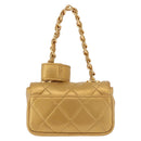 CHANEL Matelasse Chain Pouch Lamb Skin Gold CC Auth bs35703V-2