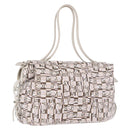 Salvatore Ferragamo Hand Bag PVC Leather White Silver Auth bs35706-1