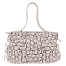 Salvatore Ferragamo Hand Bag PVC Leather White Silver Auth bs35706-13