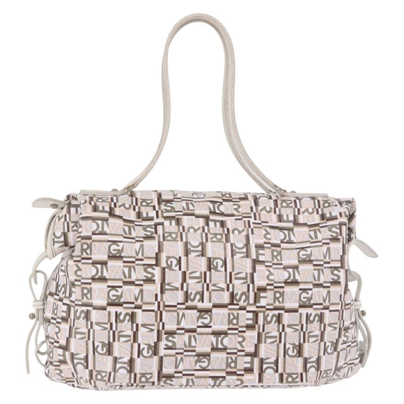 Salvatore Ferragamo Hand Bag PVC Leather White Silver Auth bs35706