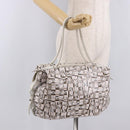 Salvatore Ferragamo Hand Bag PVC Leather White Silver Auth bs35706-22