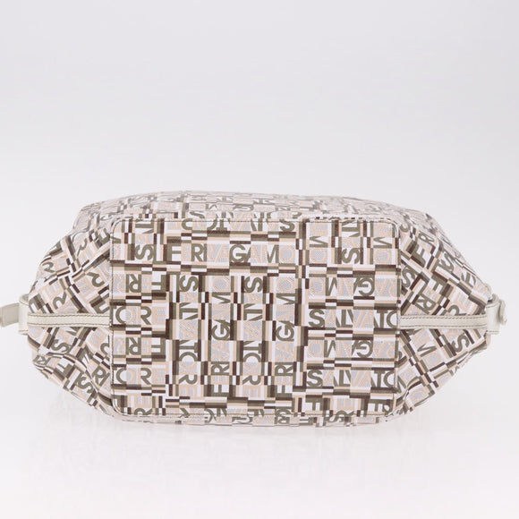 Salvatore Ferragamo Hand Bag PVC Leather White Silver Auth bs35706